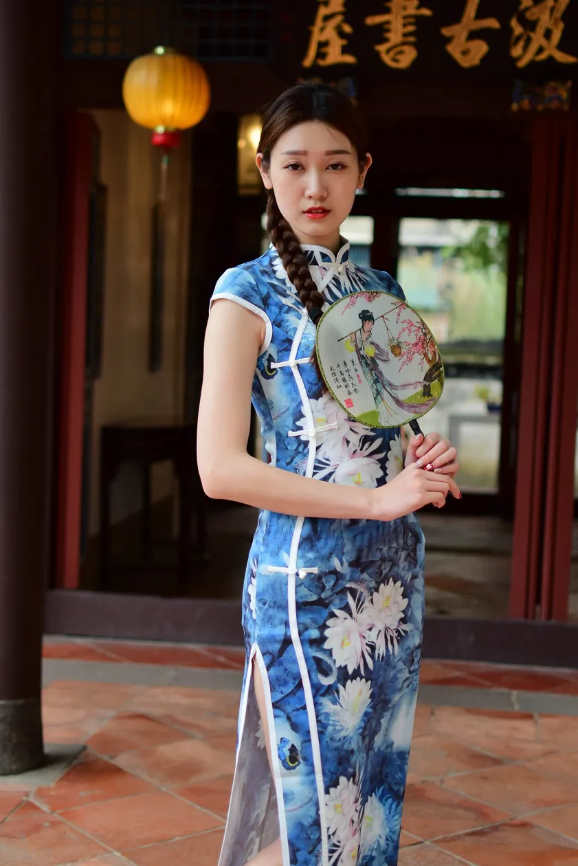 [Mzsock] NO.174 USD High-cut long cheongsam with white high heels and beautiful legs street photography#[105P]-7